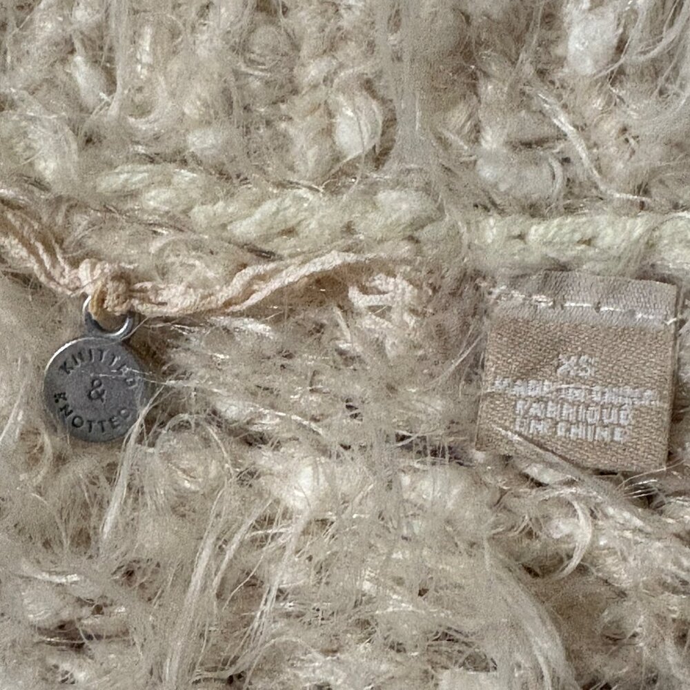 EXCELLENT Anthropologie Knitted & Knotted Ivory Fuzzy Snowfrost Sweater XS - Picture 6 of 12